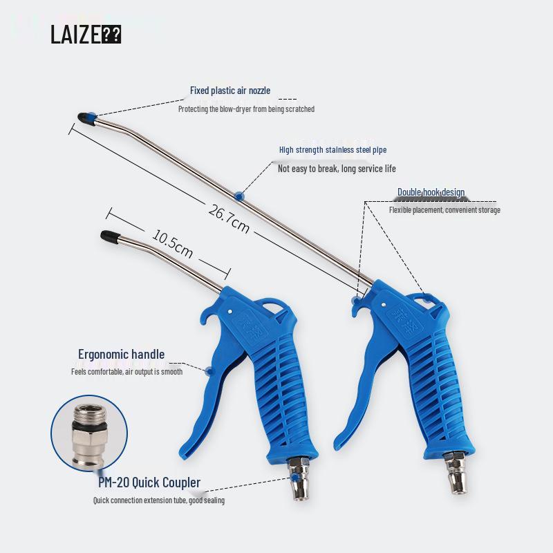 High-Pressure Plastic Air Blow Gun for Auto Repair: Long & Short Nozzles