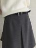 Xu Man Retro Korean Pleated Wool Midi Skirt for Women