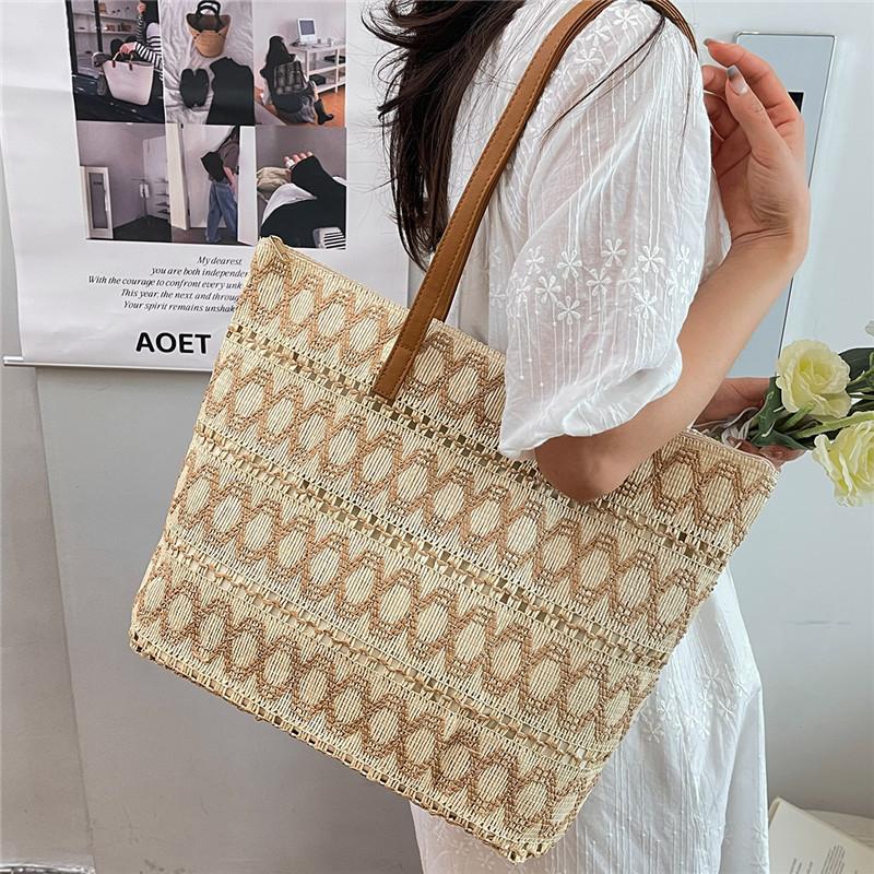Spring/summer Fabric Patchwork Large Capacity Bags Versatile Durable Fashi Shoulder Bags New Seaside Vacati Casual Tote Bag