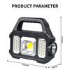 Multifunctional Solar Work Light Searchlight Solar Rechargeable Flashlight Outdoor Six-Gear Mode Night Light  With Power Display