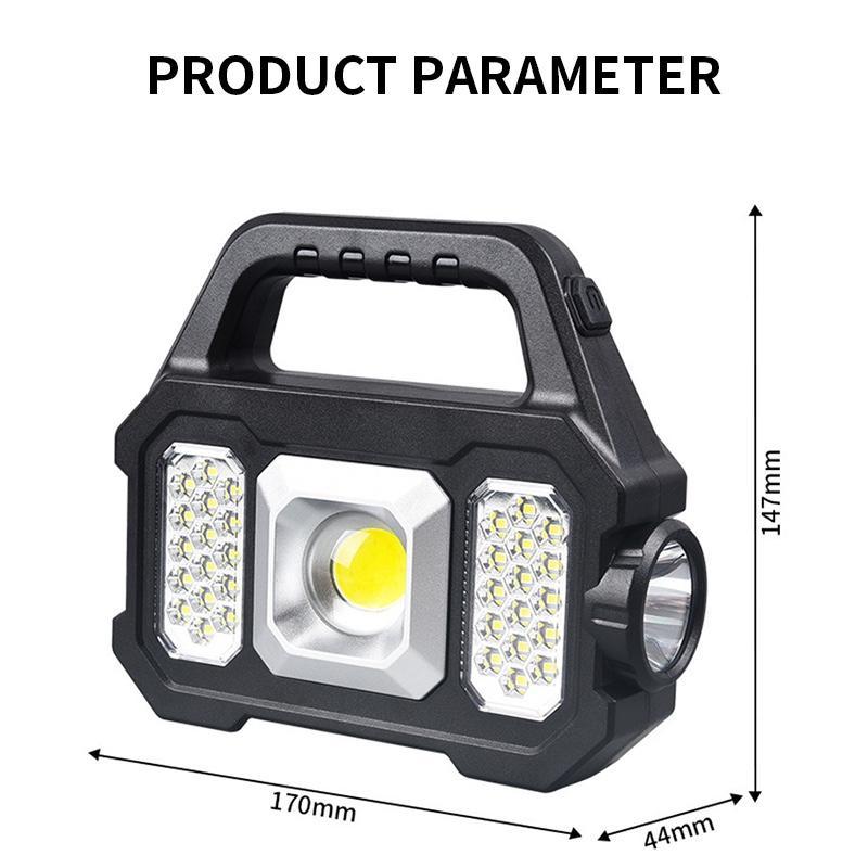 Multifunctional Solar Work Light Searchlight Solar Rechargeable Flashlight Outdoor Six-Gear Mode Night Light  With Power Display