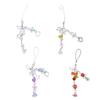 Sweet Bowknot Beaded Phone Charm Flower Chain Keychain Fashion Accessory Bag Pendant Keyring for Phones and Backpacks