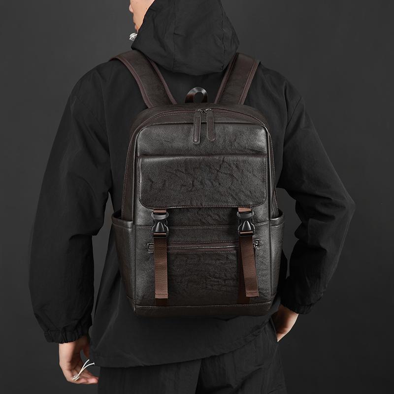 Męski plecak PU, biznesowa torba na komputer, duża pojemność, plecak na zewnątrz, torba studencka