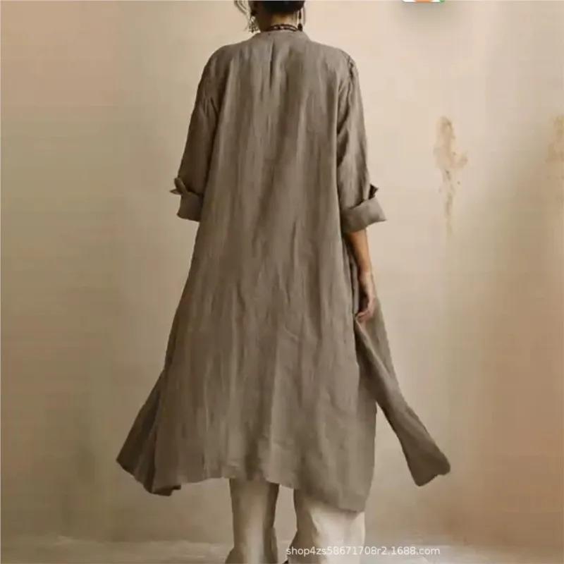 VAYLA Women Casual Loose Long Sleeve 3 Piece Suits Autumn Vintage Solid Street Outfits Sexy V-neck Top + Long Pant + Cardigan Set