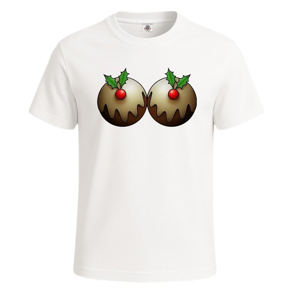 Christmas pudding boobs party mens t shirt joke gift funny xmas tee top 2XL