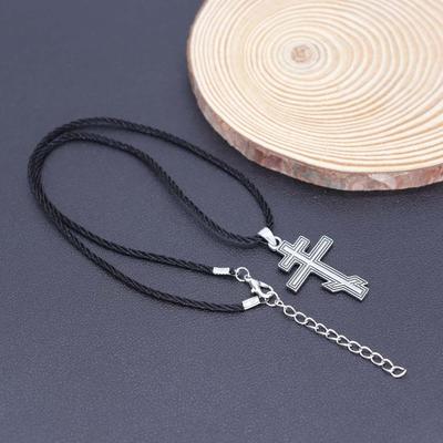 Russian Orthodox Stainless Steel Cross Necklace for Men and Women, Simple and Retro Silver Glossy Titanium Steel Cross Pendant