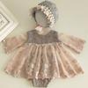 Baby Photography Props Lace Jumpsuits Bonnet Hat Newborns Photo Props Photoshoots Headwear Infant Photo Posing Outfit