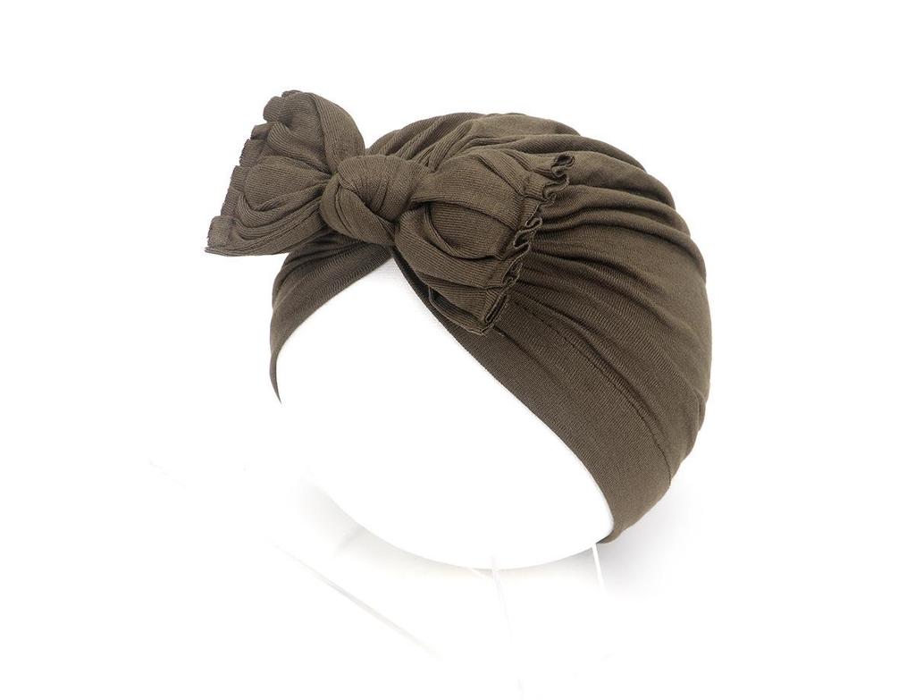 2021 new pleated baby hat bow children's hat baby solid color knotted pullover hat Indian hat