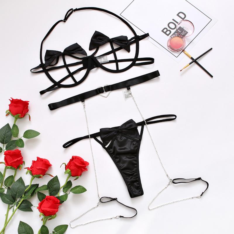 Woman Lace Transparent Underwear Fairy Embroidery Brief Kits Delicate Push Up Breves Sets Erotic Sleepwear Sexy Lingerie
