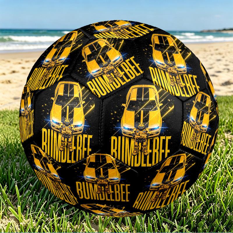 Bumblebee Print Size 5 Soccer Ball, PU Wear Resistant Football for Match Training and Daily Practice, Birthday Gift for Soccer Fans