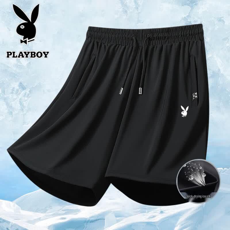 

PLAYBOY Men s Summer Ice Silk Quick-Dry Casual Shorts L