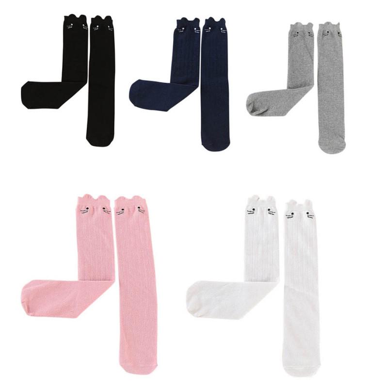 Tegneserie Barnesokk Nydelig Katt For Babyjenter Barn Knehøye Sokker Trykk Dyr Kawaii Barnesokker Over Kne Jentesokker