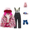 Children's Fashion Skiwear Set Boys' And Girls' Thickened Waterproof Thermal Ski Suit Five-Piece Outfit With Jacket And Trousers