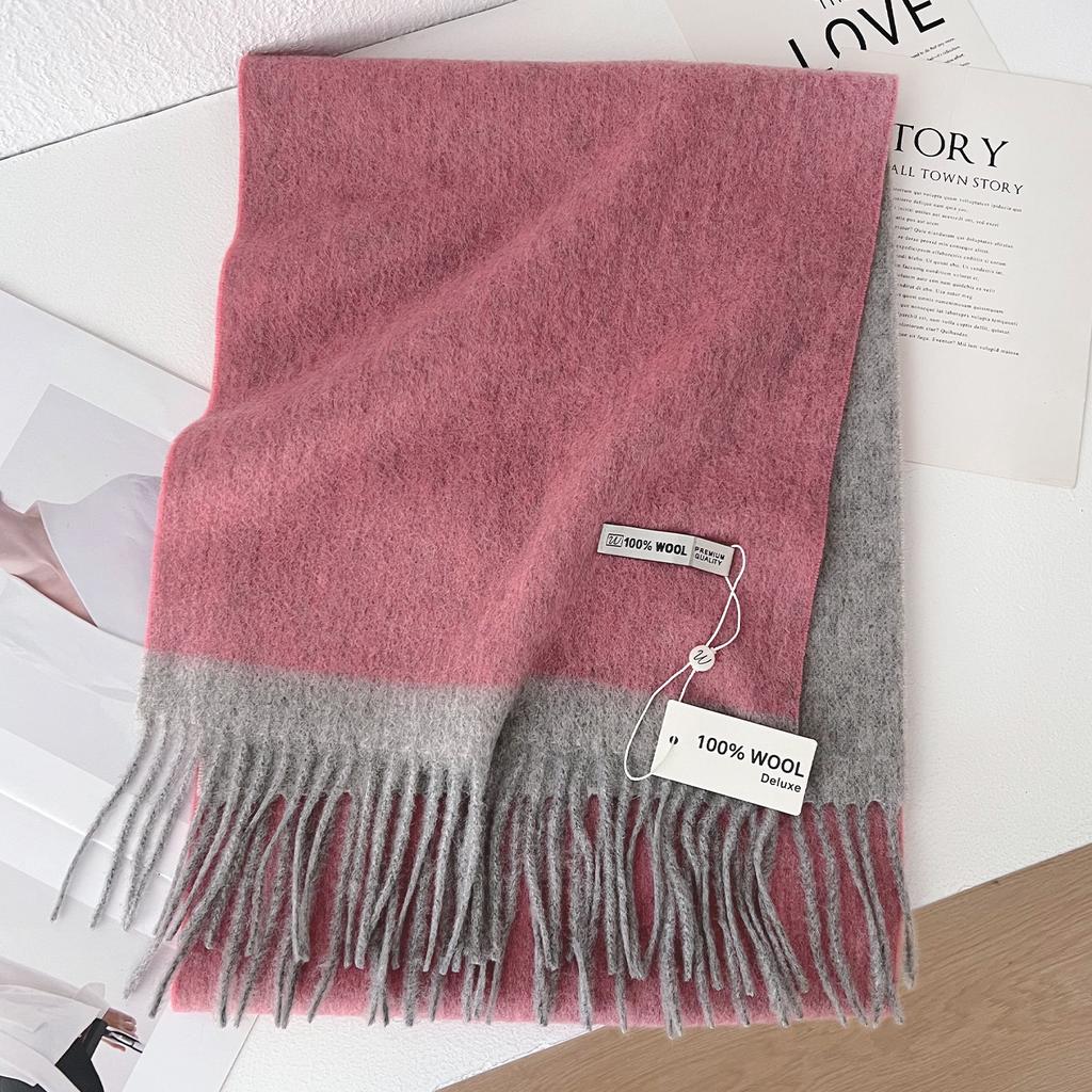 Wool Luxury Women Scarf Gift Fashion Two-Tone Winter Warm Scarves Tassel Shawls Pashmina Lady Wraps Bufanda