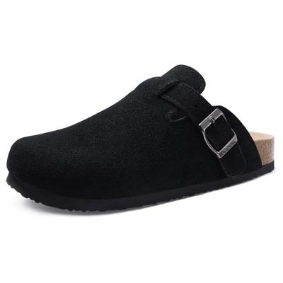 Fashion Crestar Clogs for Women Suede Clogs Adjustable Buckle Cork Footbed Mules Clogs Unisex Antislip Sole Slippers with Arch Support