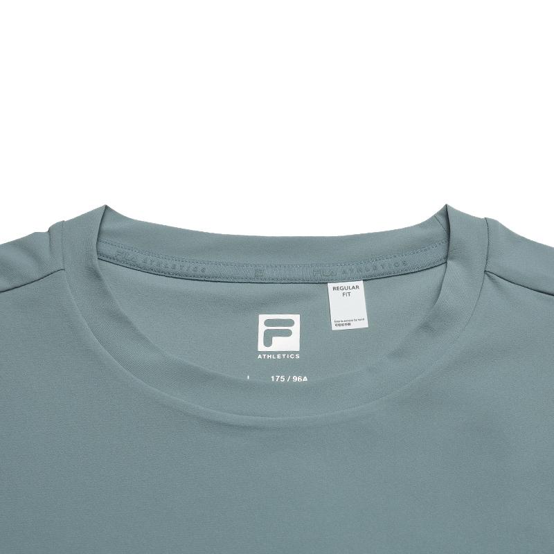 FILA Fitness Simple Sports Training Comfortable Versatile Breathable Knitted Short Sleeve T-Shirt Men Tops Ice-Blue A11M621109FBU