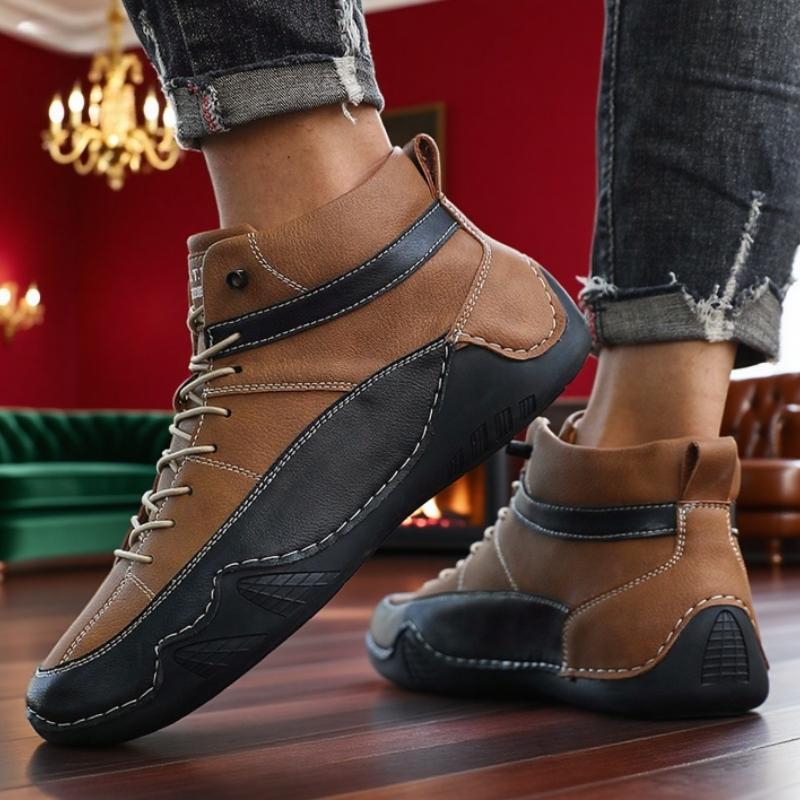 

New 2026 Handmade Leather Men Boots Outdoor Hiking Anti Slip Training Work Shoes Men Ankle Boots Fashi Autumn Winter Boots 46
