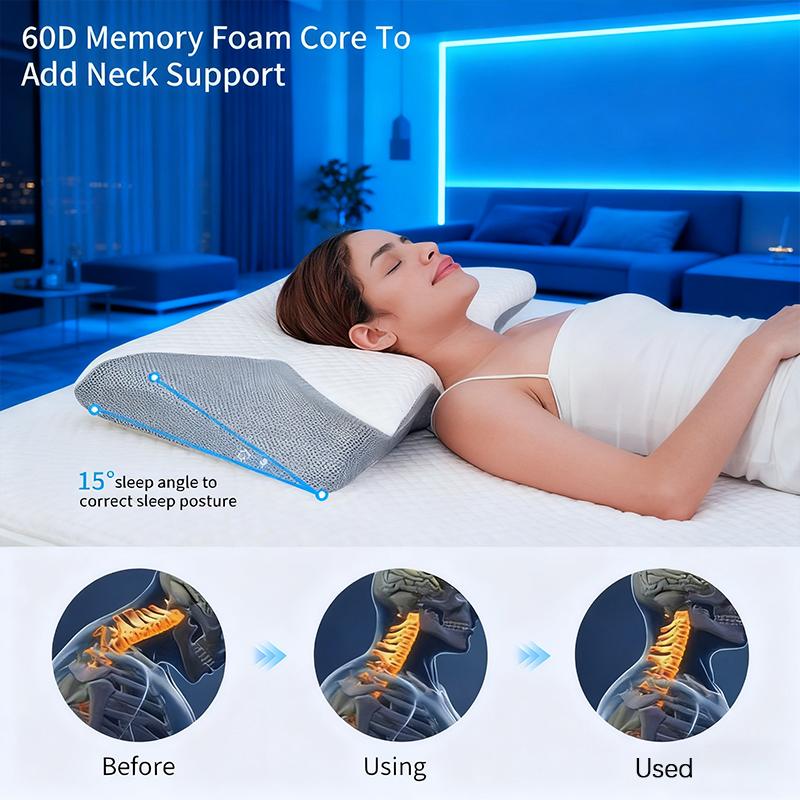 Side Sleeper’s Single Sided Memory Foam Pillow  Slow Rebound Cervical Support Pillow Core Adult Enhancing Space Cotton Pillow