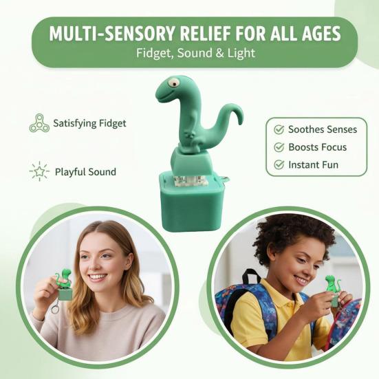 Push Button Lizard Fidget Toy Light And Sound Sensory Keychain for Stress Relief Rechargeable Anxiety Relief Gadget