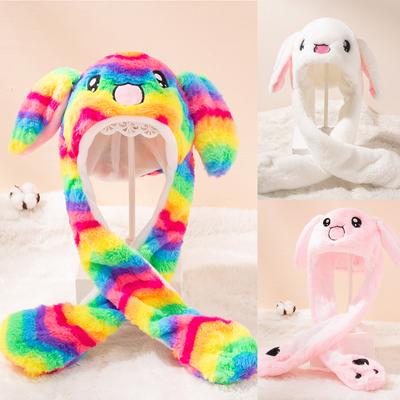 Children's Cute  Ears Can Move  Bag Cap Plus Plush Thick Toy  Hat