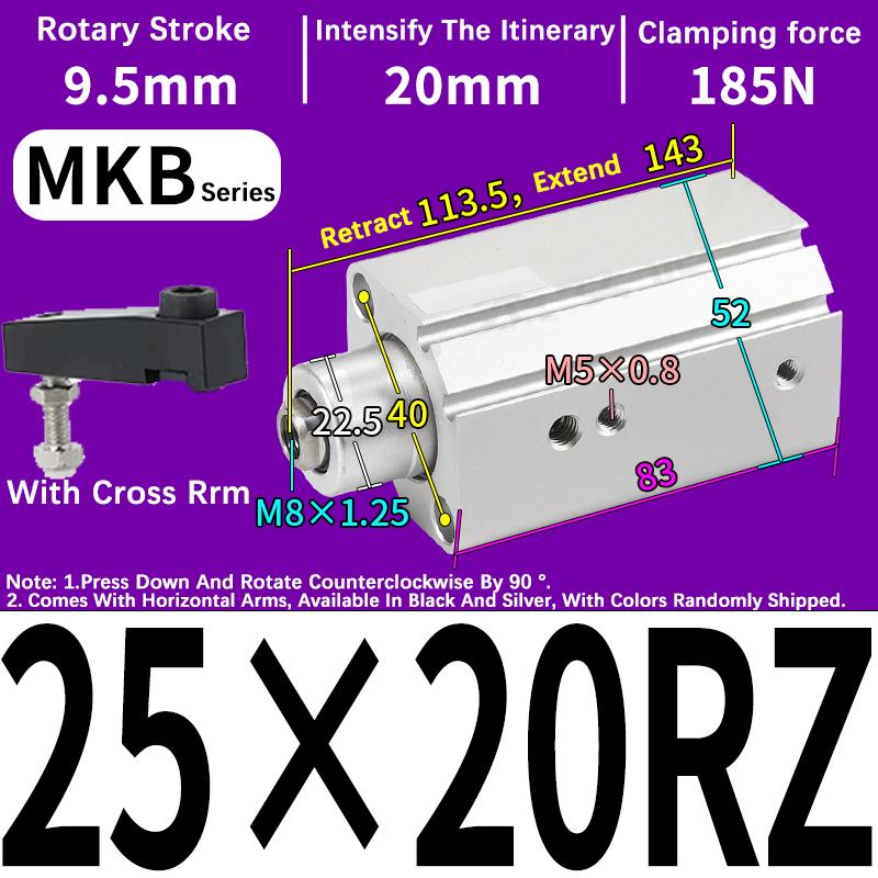 90 Degrees Angle Cylinder Clamping Bore 32mm 40mm Pneumatic Air Cylinders MKB25/32-10R/20L/30R Swings Back