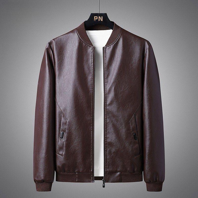 Lederjacke Herren Herbst und Winter Neuer Stil Samt Verdickt Vielseitig Lässig Trendig Übergröße Mantel Baseballkragen Lederjacke