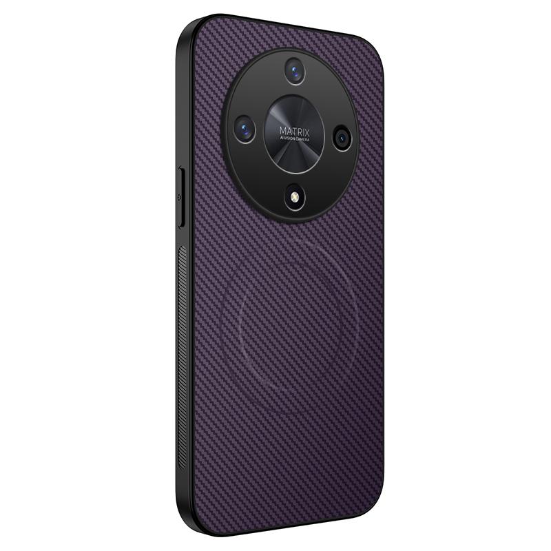 

For Honor X9b 5G Case Compatible with MagSafe WANLONFENG TQ Series Carbon Fiber Texture PC TPU Phone Cover Purple