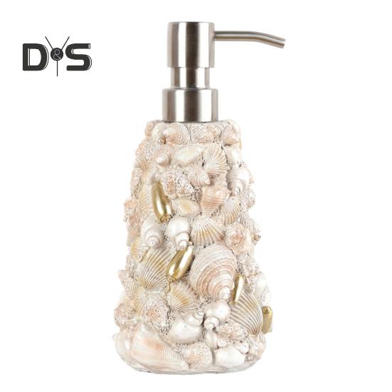 

Дозатор мыла Shell Design, водонепроницаемый, из нержавеющей стали, дезинфицирующее средство для рук, лосьон, шампунь, аксессуар для ванной комнаты белый