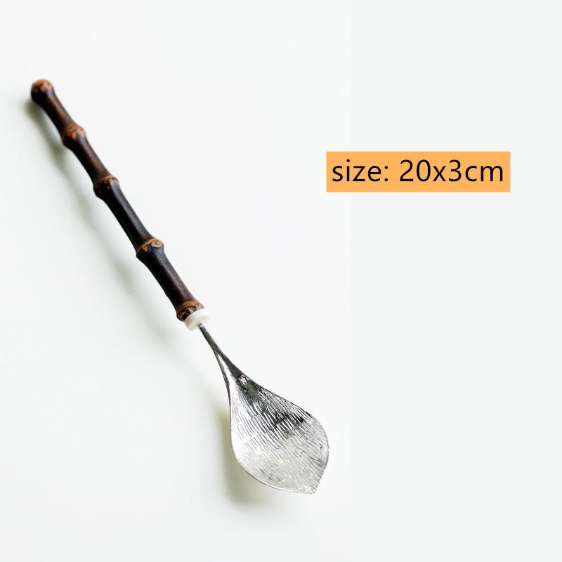 

1PC Chinese Handmade Natural Bamboo Handle Tea Spoon Portable Travel Teaspoon Tea Ceremony Six Gentlemen Accessories Tea Set