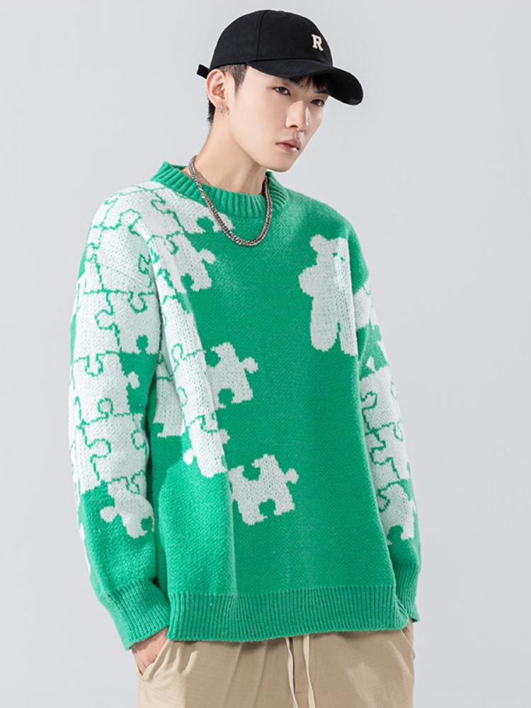 Maglione da Uomo a Scollo Basso Maglione Base Caldo alla Moda da Uomo Autunno Inverno Versatile Largo Pullover in Maglia da Studente