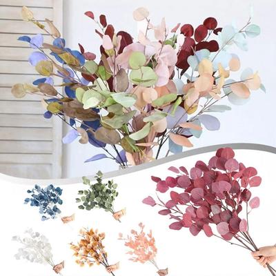 1PC Artificial Eucalyptus Stems Fake Eucalyptus Leaves Fake Plant Decoration For Home Wedding Colorful Eucalyptus Decor Flo L7Z9