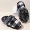 Fashion Retro Plaid Plush Slippers for Women Soft Faux Fur House Cotton Slippers Woman Winter Slip On Non Slip Furry Slides Female