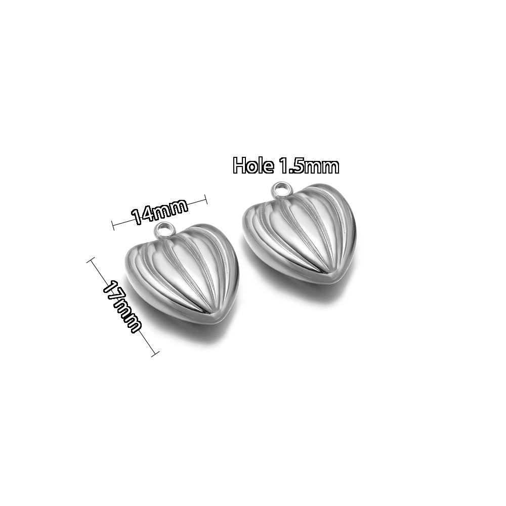 5pcs Stainless Steel New Fashion Three-dimensional Heart Charms Pendants PVD Gold Plated Necklace Homemade Bracelet DIY Jewelry