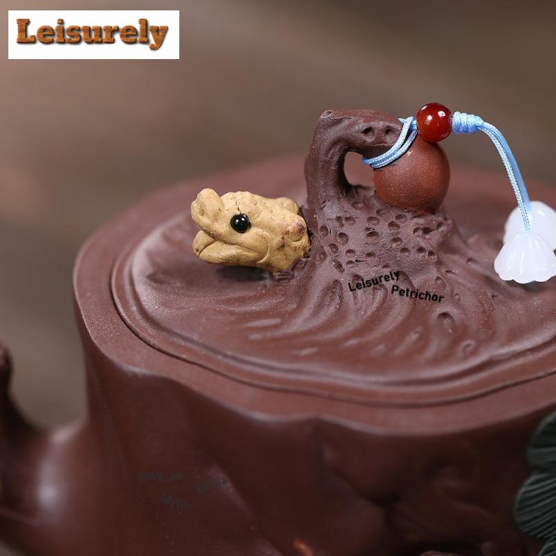 500ml Handmade Yixing Purple Clay Teapots Handmade Animals Pine Pot Raw Ore Purple Mud Kettle Zisha Tea Set Drinkware Decoration