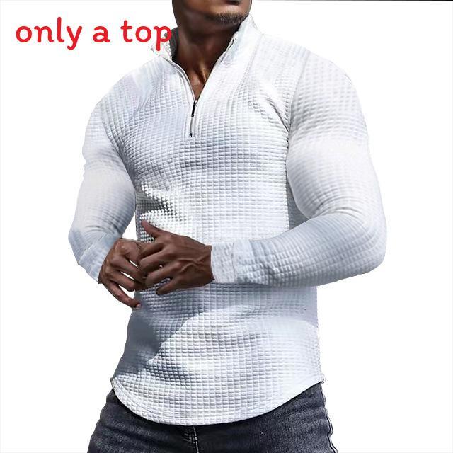 Mens Spring Autumn Plaid Sweatshirt With Stand Collar And Zipper For Casual Wear