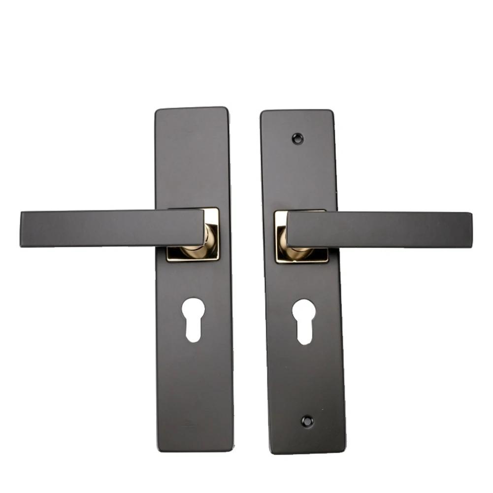 Door Lock With Handle Black For Bedroom Indoor Durable Bathroom 3 Keys Security Sturdy Anti-Theft Room Safety Simple Door Handle