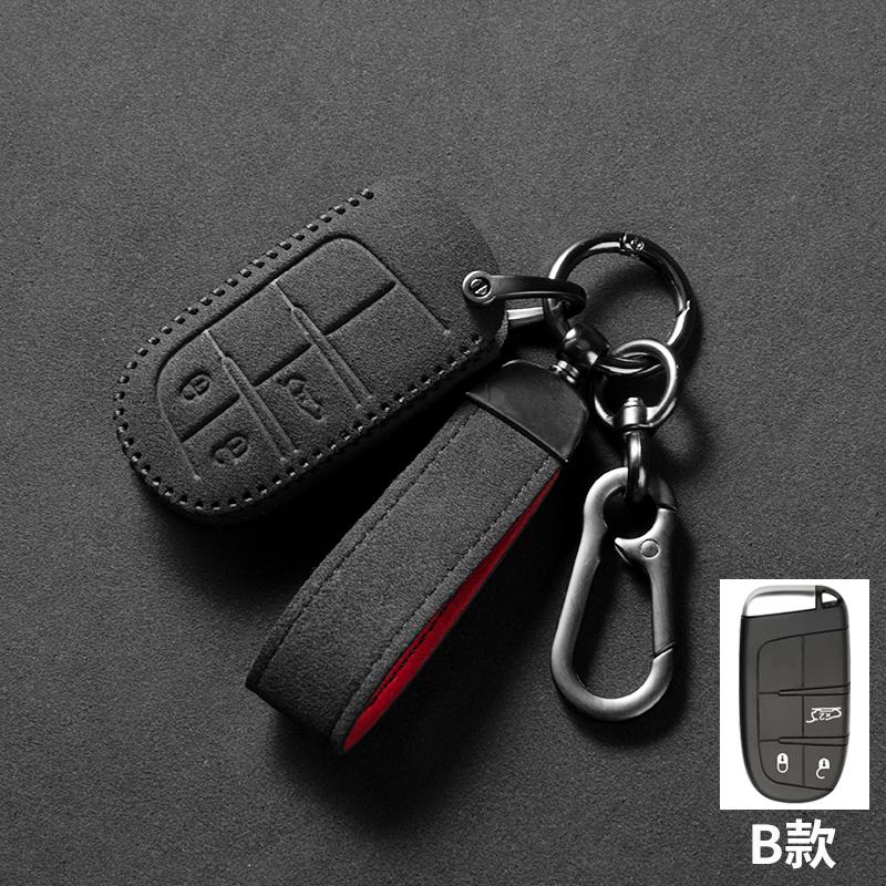 

Sport Suede Leather Car Remote Key Case Cover For Jeep Wrangler Renegade Compass Grand Cherokee Chrysler 300C Dodge Ram Car B-red