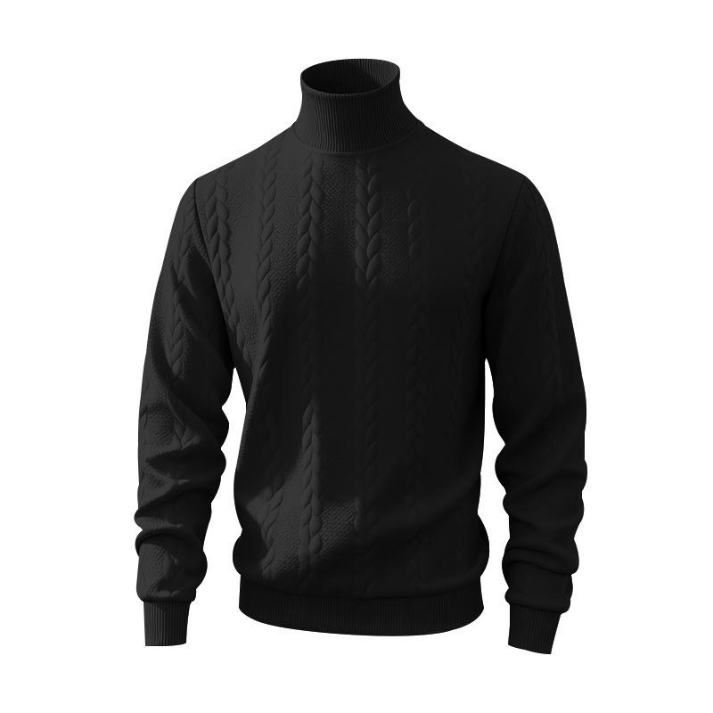 Men's Heavyweight American Style Cable Knit High Neck Winter Hoodie