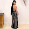 X3816 European Fashion Sexy Deep V Backless Rhinestone Long Nightclub Dress