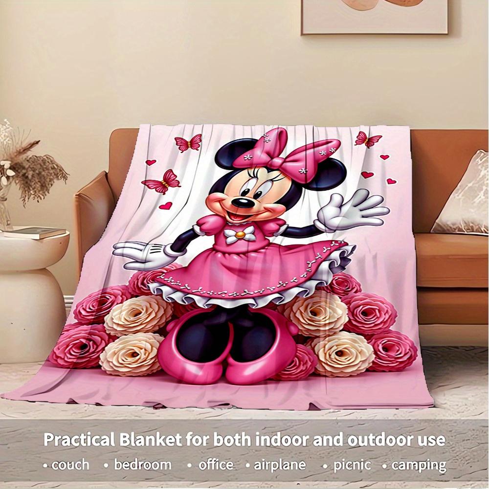 1pc Flannel Minnie Mouse Pink Bow Bedding Throw Blanket Sofa Cover Gift Home Decorative Lightweight