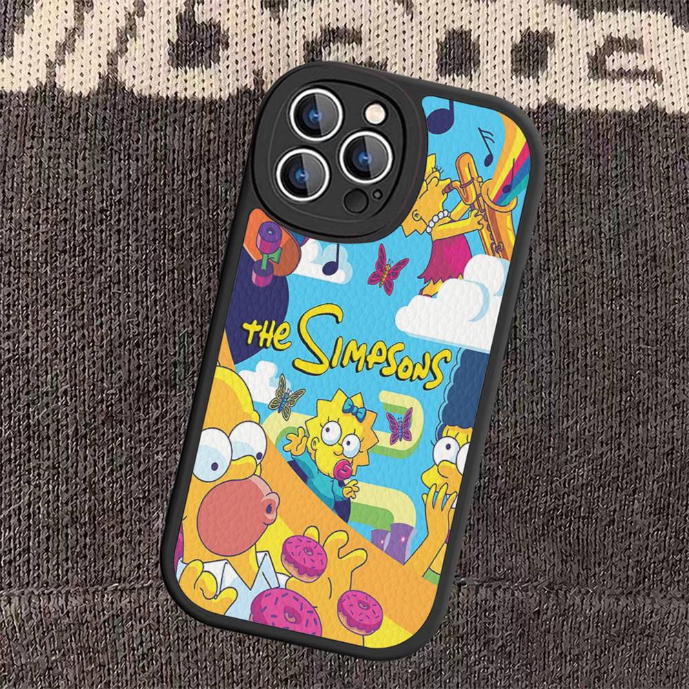 

Мультяшный Чехол из Кожи The S-Simpsons для Телефона iPhone 16 15 14 13 12 11 Pro Max Plus iphone 13pro