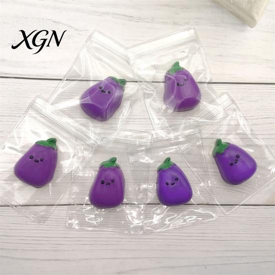 Smiling Eggplant Stress Relief Toy Mini Squeeze Cartoon Sensory Fidget Elastic Anxiety Soft Stretchy Ball