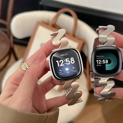 Fitbit Versa 4 3 Sense / Sense 2 Kadın Kayış İnce Bileklik Fitbit Versa 2 1 Lite Aksesuarları için Paslanmaz Çelik Bant