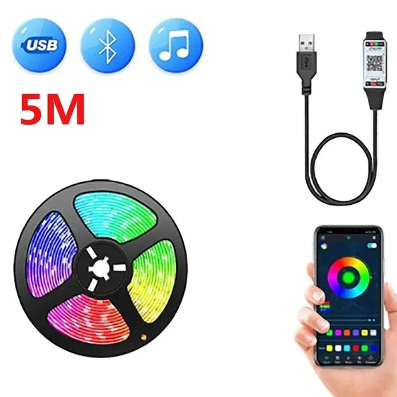 

Светодиодная лента USB Bluetooth SMD5050 5 В Гибкая светодиодная лампа для телевизора, подсветка экрана, изменение цвета, светодиодная лампа для украшения спальни