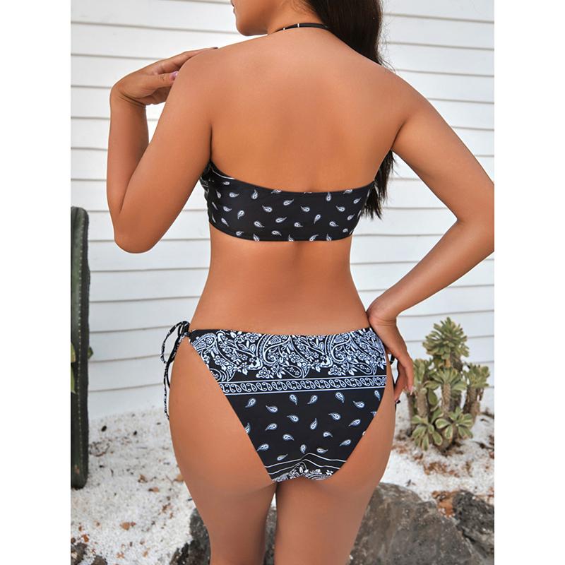 Floral Print Bikini Set Low Waiist Swimsuit Sexy Bathsuit Women's Two Piece Suits High Cut Bathwear Bandage Biquinis
