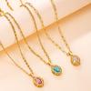 Natural Stone Zirconium Stainless Steel Necklace - Women's French Retro Clavicle Chain