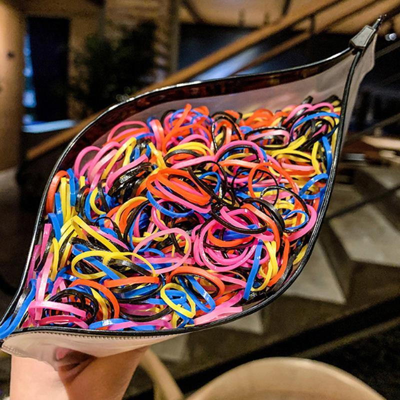 1000Pcs Disposable Rubber Bands Elastic Hair Ties Rings Band Kids Girl Ponytails