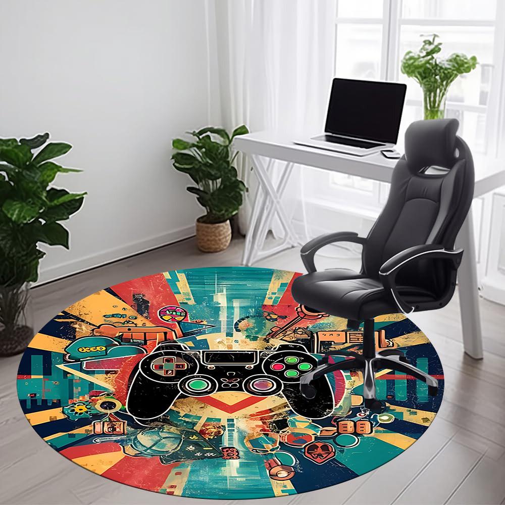 1 Stück Runde Teppichmatte für Gamer-Konsole, Büro, unter Bürostühlen, Schlafzimmer, Wohnzimmer, Heimdekoration, Zimmerdeko