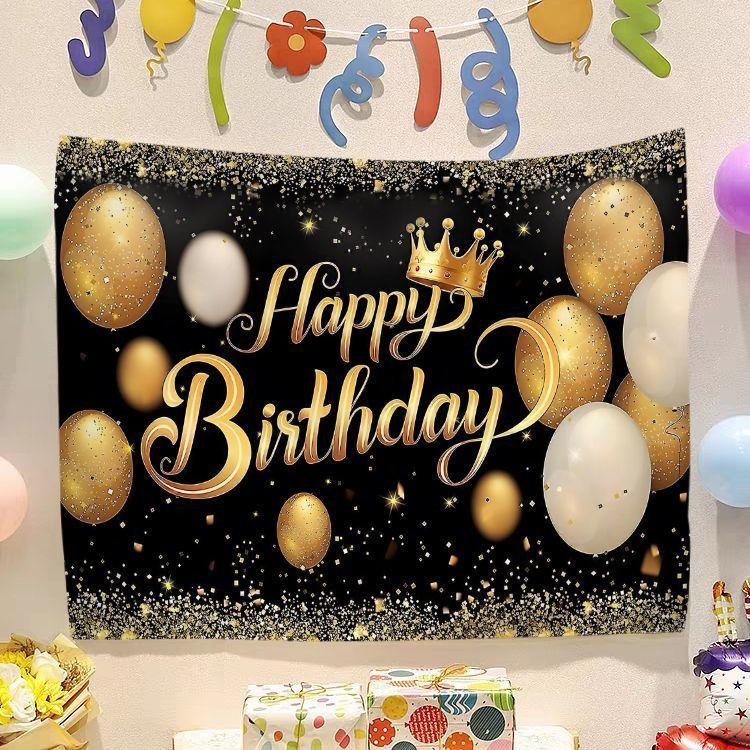 Birthday Happy Banner  Photography Background Cloth  Children's Party Decorative Wall Hanging Cloth