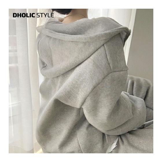 Brushed lining drop shoulder zip hoodie p437762 Women s [tops] Tops Parka Long sleeve Brushed lining Single color Plain Simple Basic Drop shoulder